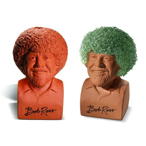 Chia Pet Bob Ross with Seed Pack, Decorative Pottery Planter, Easy to Do and Fun to Grow, Novelty Gift, Perfect for Any Occasion