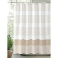 thumbnail image 2 of Fsddascl Brown Stripe Shower Curtain Set - 54" x 78" Washable Bathtub Curtain with 12 Hooks, Modern Rustic Horizontal Brown Striped Waterproof Fabric Stall Shower Curtains for Bathroom/Bathtub, 2 of 6