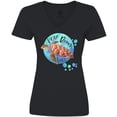 thumbnail image 3 of Inktastic Vero Beach, Florida Swimming Sea Turtle with Bubbles Women's V-Neck T-Shirt, 3 of 5