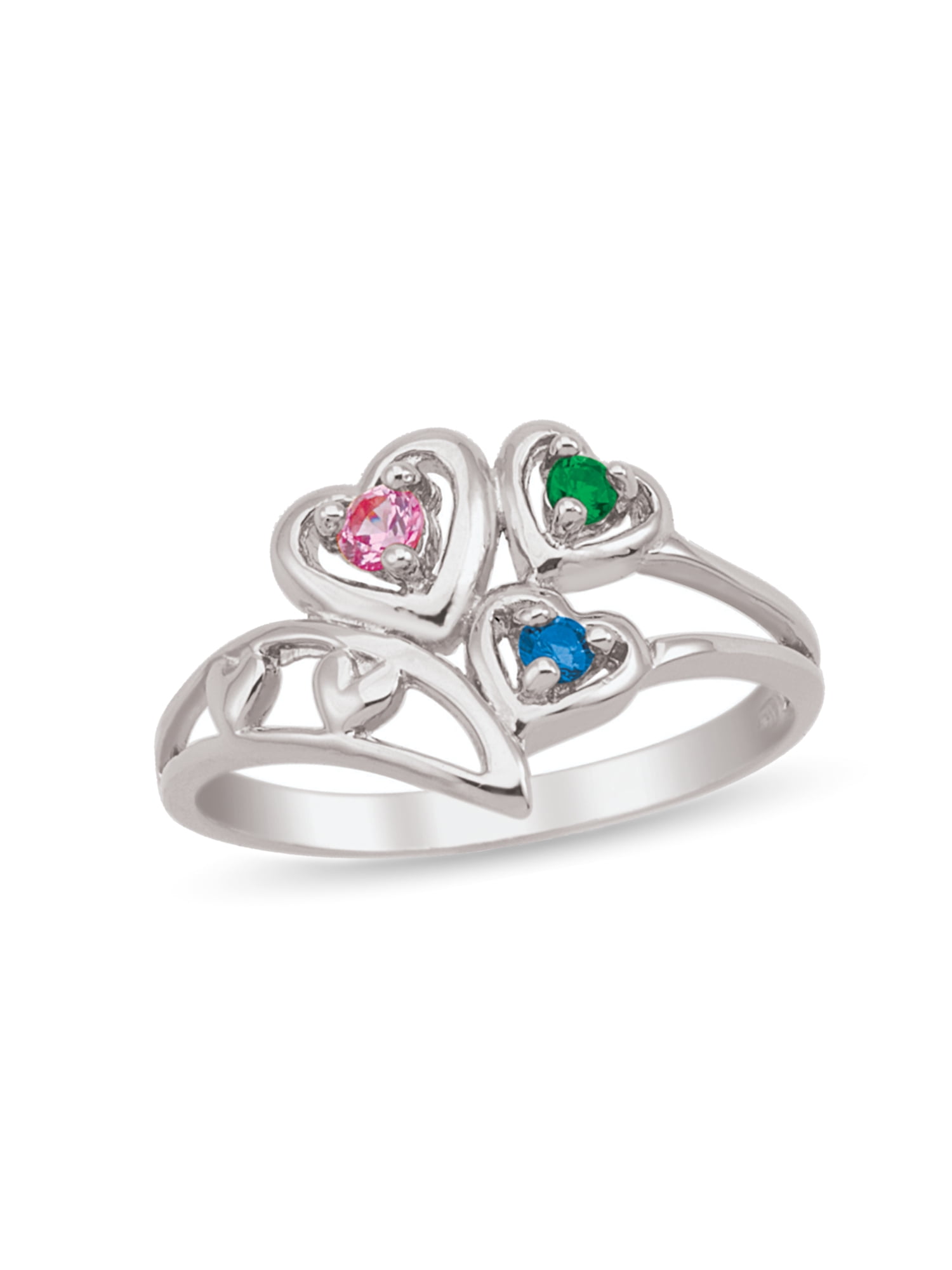 Personalized Triple Hearts Birthstone Daughter's Ring in 10K Gold by Jewlster