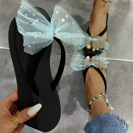 

absuyy Platform Sandals for Women Casual Open Toe Wedges Summer Slide Sandals #500 Blue