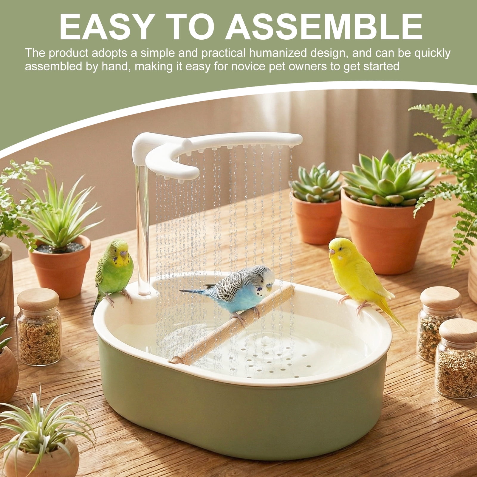 Ikoopy Parrot Bathtub Bird Automatic Bath Shower Large Bird Shower Fountain Indoor Bathtub with Running Water Contains USB and Pump for African Grey Cockatiel Conure Budgie Lovebird