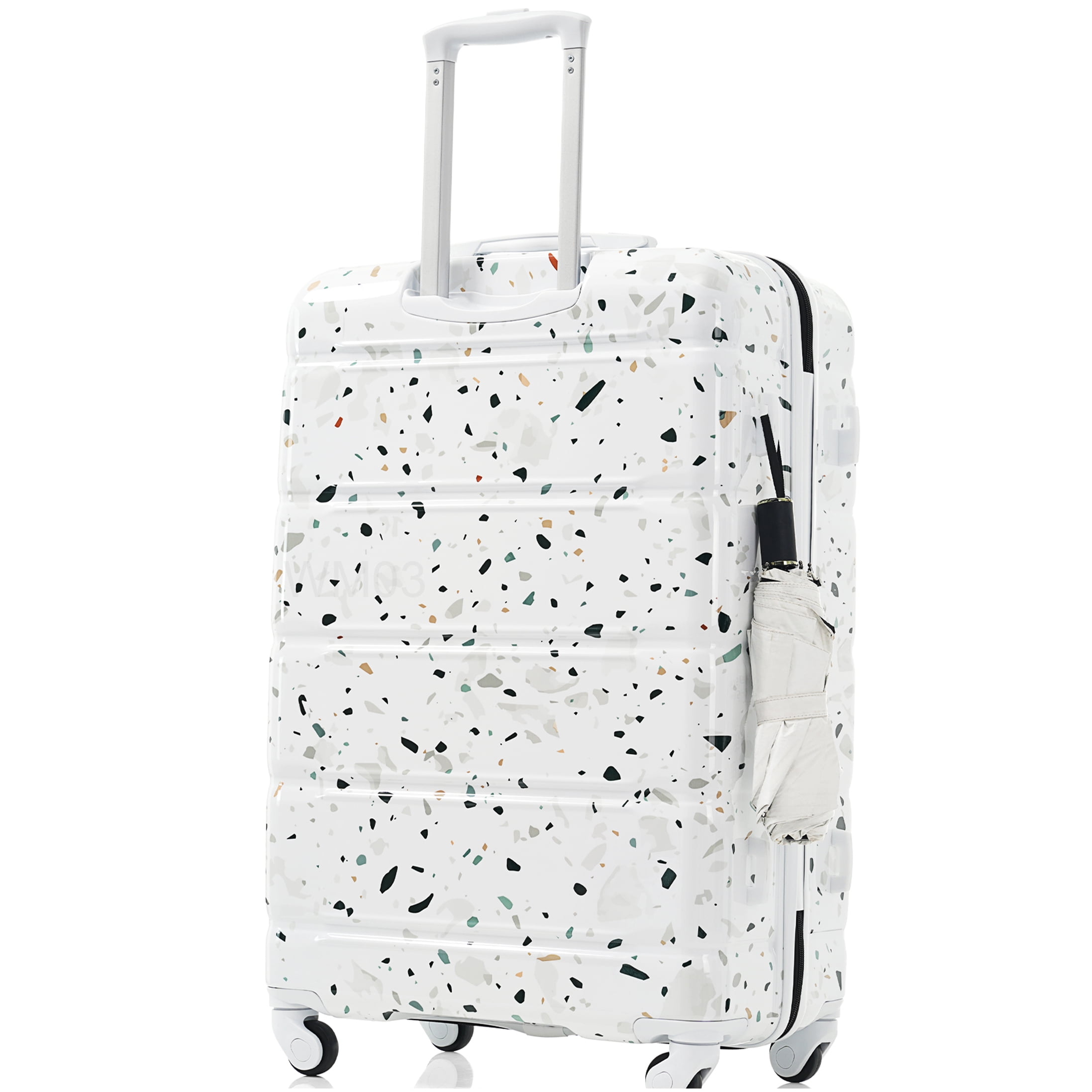 3-Piece Spinner Luggage Set with USB Charging Port, Airline Approved Carry-On, White Hard Shell Suitcase