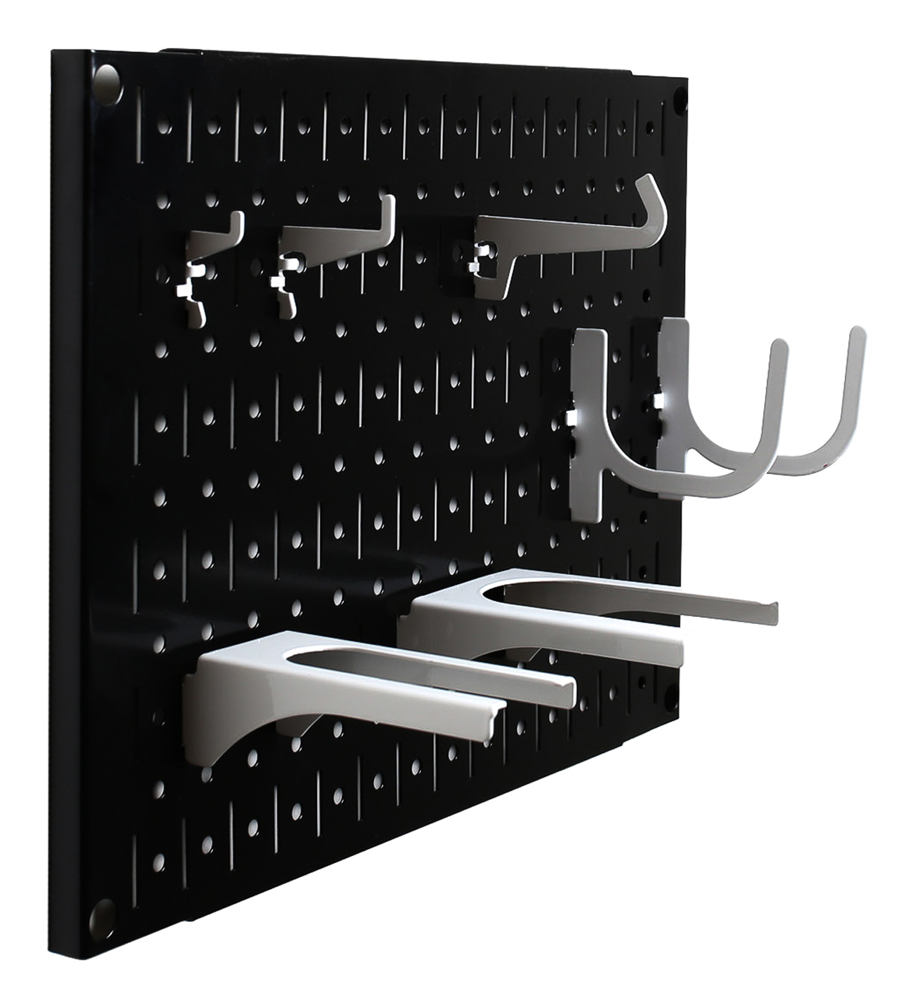 Pegboard Wall Organizer Tiles - Wall Control Modular Black Metal Pegboard Tiling Set - Four 12-Inch Tall x 16-Inch Wide Peg Board Panel Wall Storage Tiles - Easy to Install (Black) - image 5 of 11