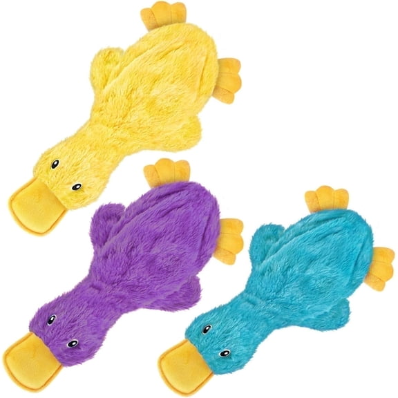 Best Pet Supplies Crinkle Dog Toy for Small, Medium, and Large Breeds, Cute No Stuffing Duck with Soft Squeaker, Fun for Indoor Puppies and Senior Pups, Plush No Mess Chew and Play - PT332-334-335