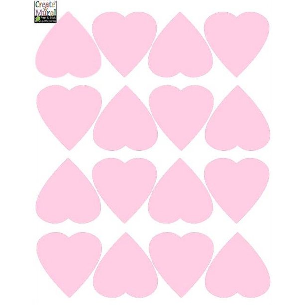 Pretty Soft Pink Heart Wall Vinyl Decal Stickers Perfect for Girls