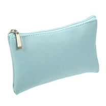 Travel  Makeup Bag Makeup Brush Holder Cosmetics Storage Bag Portable Light Blue PU Leather