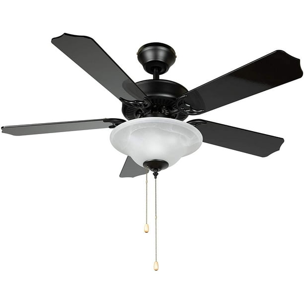 Hyperikon 42 Inch Ceiling Fan 55w Remote Control And Pull Chain Black Fixture 5 Blades Frosted Dome Light Com Hyperikon 42 Inch Ceiling Fan 55w, 42 Inch White Ceiling Fan