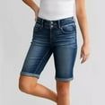 thumbnail image 2 of Shorts for Women Mid Waisted Stretchy Regular Fit Jean Shorts Casual Denim Shorts, 2 of 7