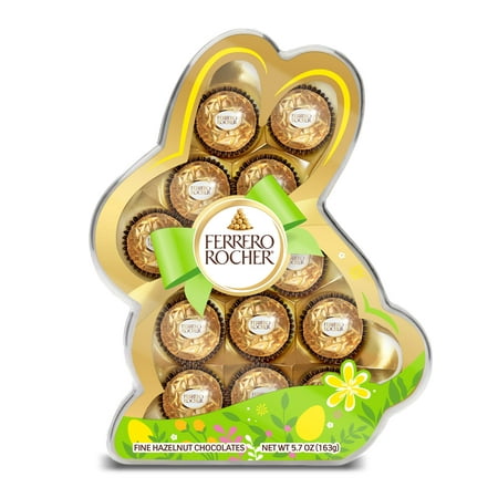 Ferrero Rocher Premium Gourmet Chocolate, Individually Wrapped Candy for Easter in Bunny-Shaped Box, 5.7 oz, 13 Count