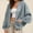 Gray, variant on Womens Sweatshirts Coat Zip Up Long Sleeve Round Neck Solid Color With Pocket Casual Loose Hoodie Jacket