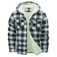 thumbnail image 2 of Feancey Men's Big and Tall Fleece Lined Flannel Jackets Fashion Hooded Sherpa Warm Winter Coats Plaid Casual Button Down Hoodie Jacket with Pockets Black XXL, 2 of 7