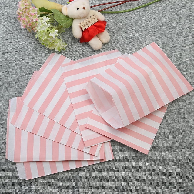 unbranded 25Ud Bolsas De Papel Para Alimentos Color Rosa Ecológicas Y Seguras Para Fiestas Y Dulces