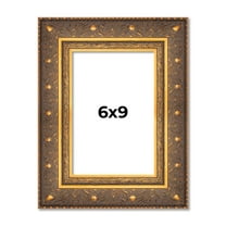 6x9 Frame Vintage Gold Solid Wood Picture Frame | 2.5 Inch Moulding Width | Ornate Bronze Museo