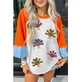 thumbnail image 7 of Women's Light Grey Thanksgiving Turkey Sequin Graphic Top – Casual Color Block Long Sleeve for Fall Celebrations - [ZhiHiMeRi] | XL, 7 of 7