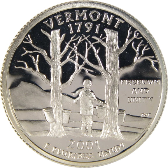 2001 S Vermont State Quarter Silver Proof 25c Coin