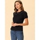 thumbnail image 3 of Blusa de verano Allegra K con cuello Peter Pan y mangas Abullonadas para Mujer Negro M, 3 of 5