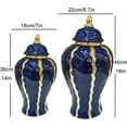 thumbnail image 2 of Gold and White Ginger Jars,White Vases Home Decor,Handmade Porcelain Vases with Lid for Living Room,Ceramic Vase 18 in for Cafe,Beautifully Packaged Gifts (Blue-1, 14in), 2 of 14