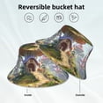 thumbnail image 2 of Yiaed Cute Mushroom Town Print Reflective Stripe Bucket Hat Unisex Funny Outdoor Fisherman Cap Beach Sun Hat, 2 of 5