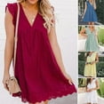thumbnail image 2 of Jupe Courte en Coton Col en V Été Couleur Unie Robe Californienne pour 2022, 2 of 3