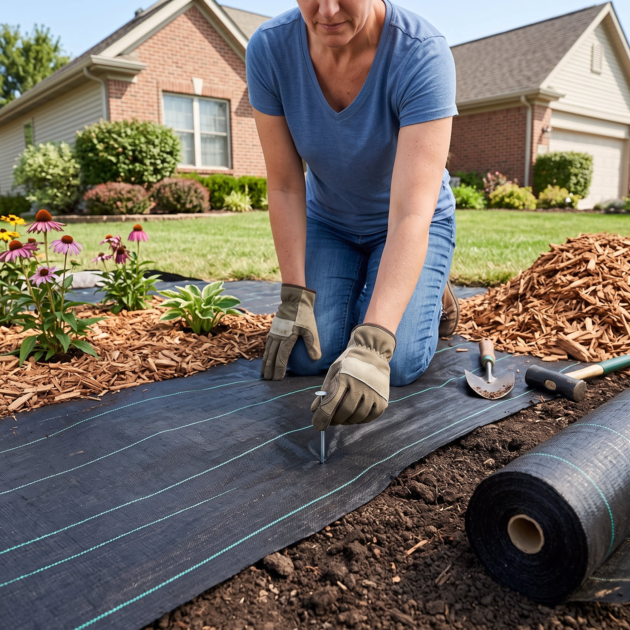 Weed Barrier Landscape Fabric, 5 Oz Premium Woven Ground Cover Heavy Duty PP Material & Easy Setup, Single-Layer for Outdoor Garden, Lawn, Driveway, Black 5 x 250 ft