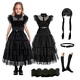 thumbnail image 1 of Miércoles Addams vestido Cosplay para niña niños negro gótico vestidos miércoles Cosplay disfraces Halloween fiesta mujer ropa XXXL Gao Jinjia LED, 1 of 2