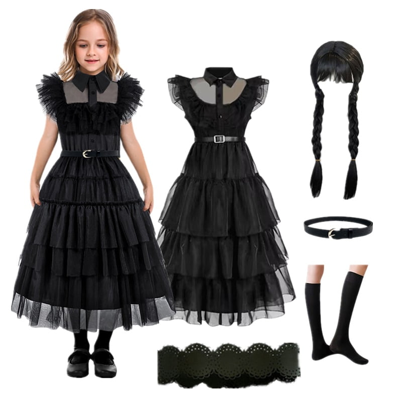 Mercredi Addams robe Cosplay pour fille enfants robes gothiques noires mercredi Cosplay Costumes Halloween fete femmes vetements Walmart