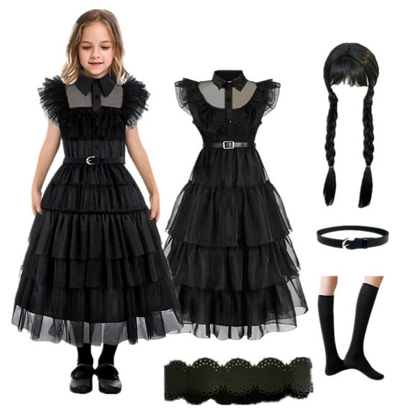 Mercredi Addams robe Cosplay pour fille enfants robes gothiques noires  mercredi Cosplay Costumes Halloween fête femmes vêtements 