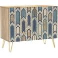 thumbnail image 3 of PixonSign Sideboard Buffet Cabinet, Kitchen Storage Cabinet with 2 Doors, Geometric Blue & Tan Polygon Pattern, Cupboard Console Table for Dining Room - 35" L x 18" W x 29" H, 3 of 5