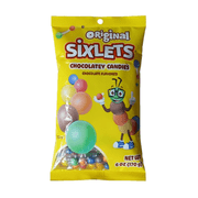 Sixlets Classic Candy Chocolate Hard Shell, Assorted Colors, 6 oz Peg Bag