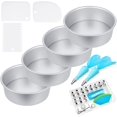 thumbnail image 1 of 40 Pieces Cake Pan Set Included 4 Pieces Round Cake Baking Pans Nonstick Springform Pan and 33 Pieces Cake Decorating Tools Supplies Kit for Home Party (Silver,8 Inch), 1 of 7