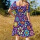 thumbnail image 5 of Vestido de manga corta con estampado de dibujo de patente antigua vintage y raqueta de tenis y pelota, ropa de mujer, vestidos de noche para mujer., 5 of 7