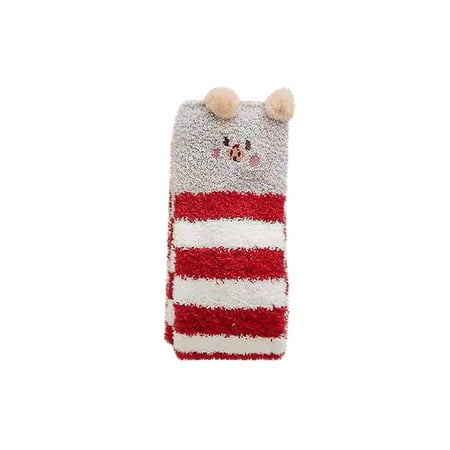 

Heiheiup Women s Animal Knee Length Coral Wool Thickened Warm Half Plush Home Stockings School Girl Socks
