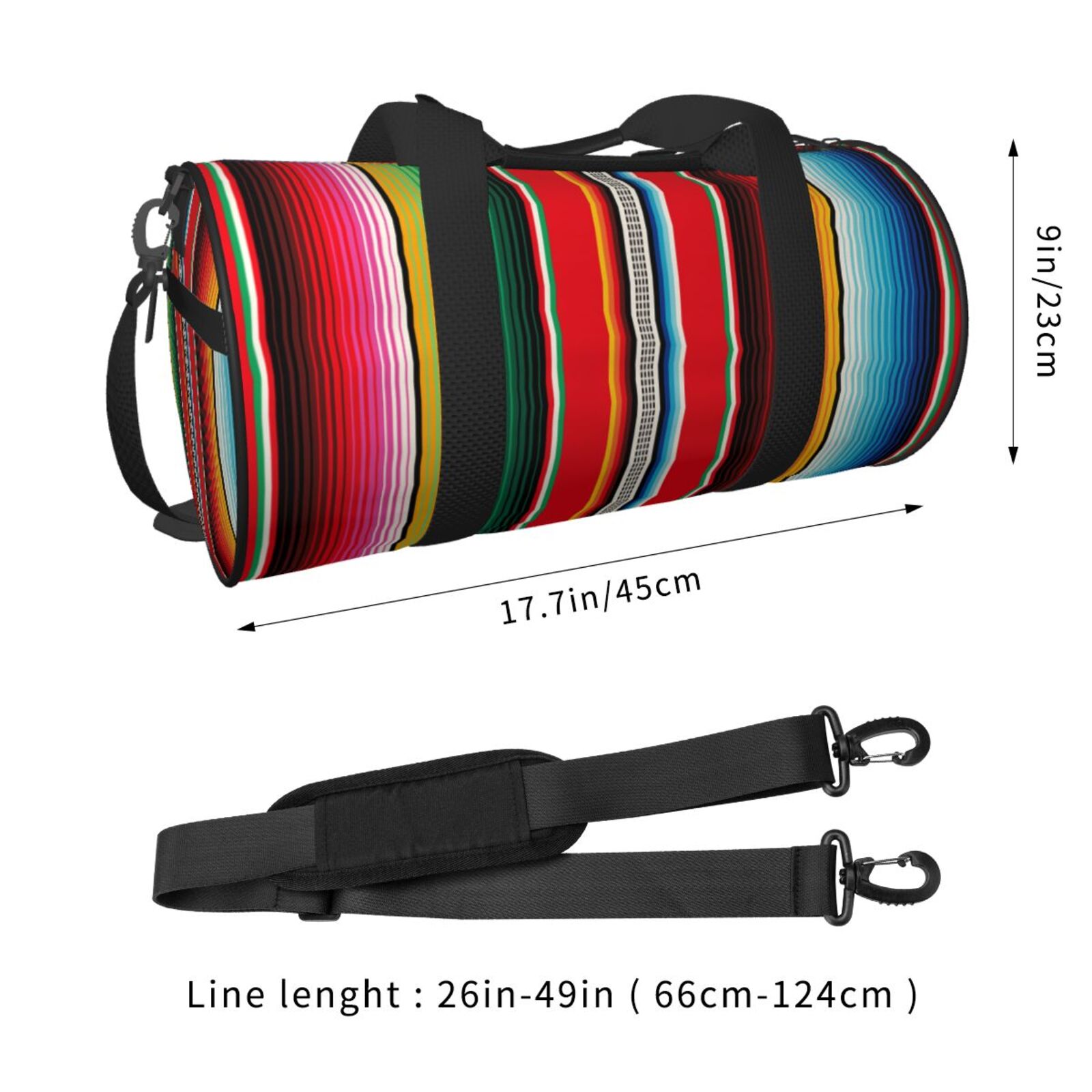 Xecao Mexican Serape Blanket Stripes Print Travel Duffle Bag, Bag Carry On Tote Bags for Women, Travel Sport Gym Bag for Men, Hospital Bag for Labor and Delivery