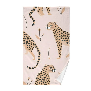 Bath Towels Cotton Face Towel Soft Absorbent Quick Dry for Bathroom 16"x28" Cheetah Leopard