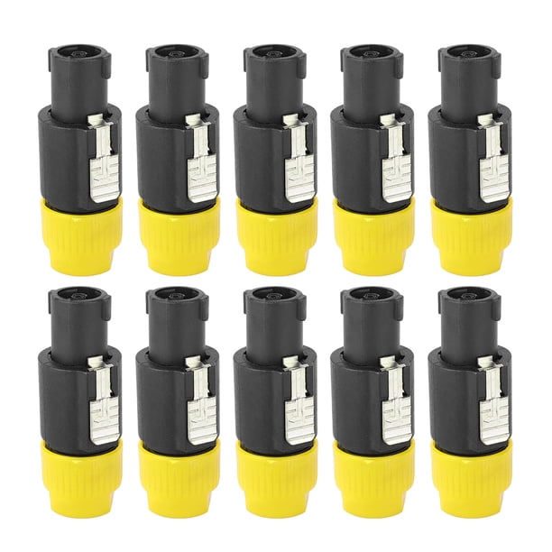 10 piezas C NL4FC conector de altavoz de audio impermeable conector de cable de enchufe Speakon de 4 pines (amarillo)