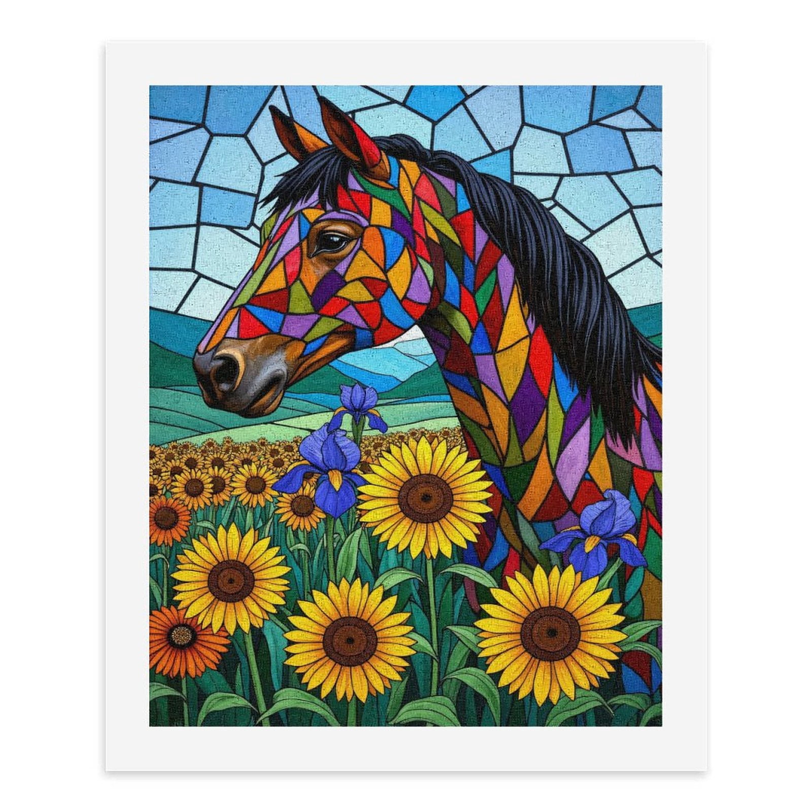 Paint By Numbers Kit for Adults Beginner - DIY Colorful Horse Floral Field Art Canvas Painting Kits for Adults, Frameless Paint By Number for Adults for Home Wall Decor 16x20 Inch