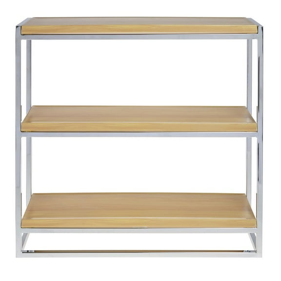 HUBERT 3-Tier Display Stand with Butcher Block Shelves