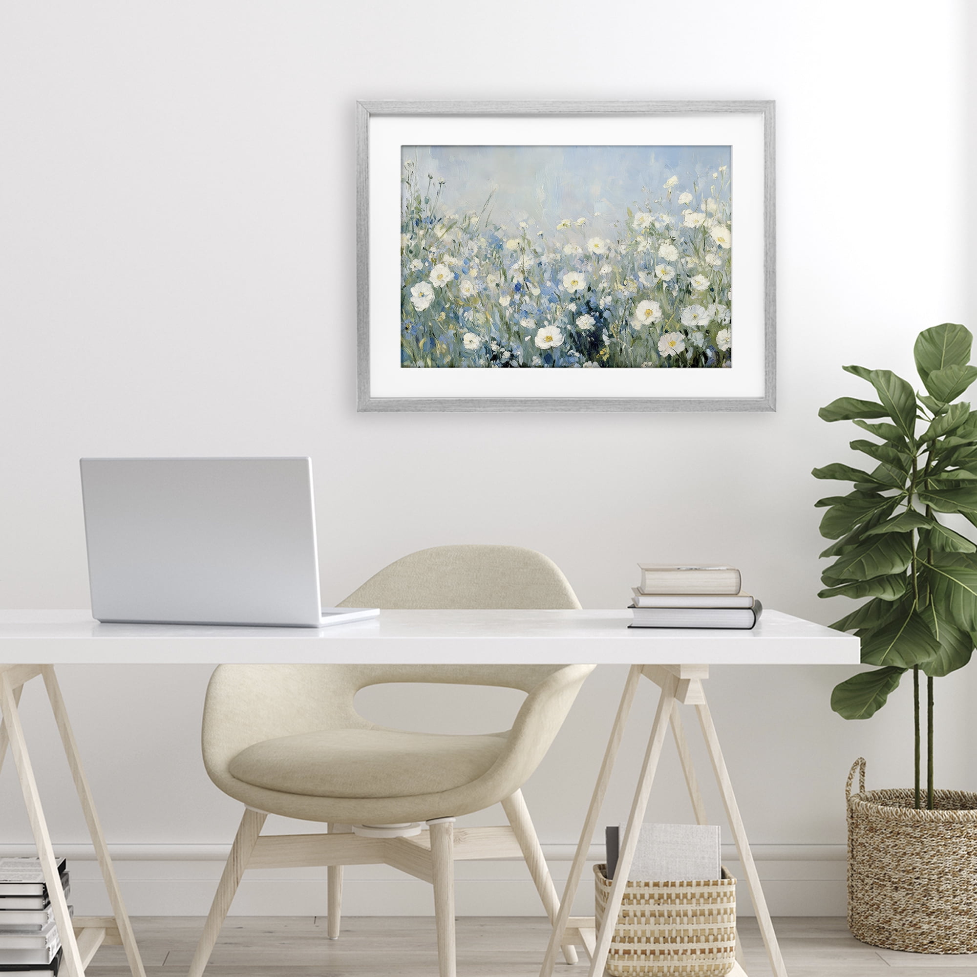 Stupell Industries Meadow Foliage Dream Gray Framed Print Under Glass, design by Petal Prints Design