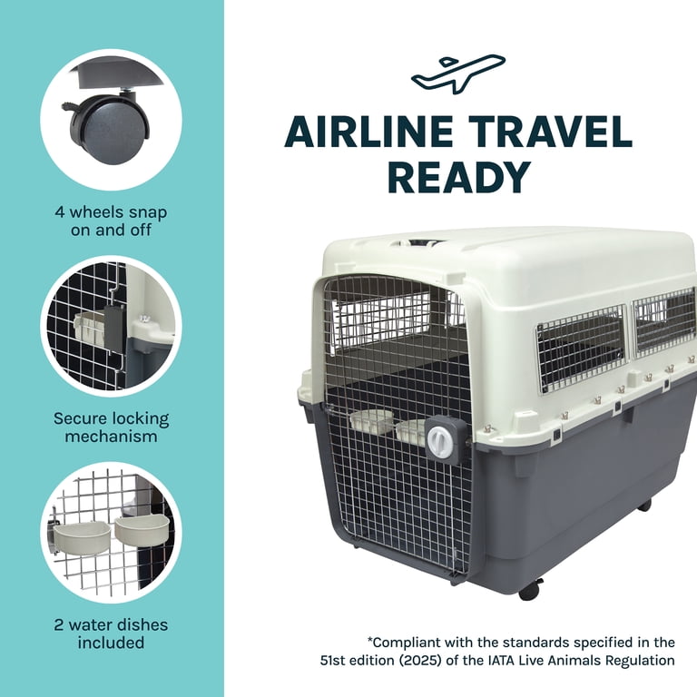 SportPet Designs Airline Approved Plastic Dog Kennel with Wheels