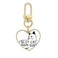 thumbnail image 1 of Best Cat Mom Ever Quote DIY Design Gold Heart Keychain Metal Keyring Holder, 1 of 3