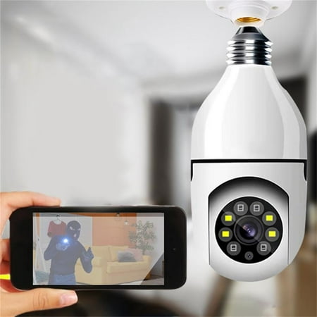 

lulshou Home Remote Surveillance Camera 360-degree Panoramic View Smart High-definition Bulb-type Surveillance Camera HD Night Vision
