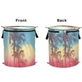 thumbnail image 2 of 50L Extra Large Popup Hamper Collapsible Laundry Basket With Zippered Lid 15.7x18.5in Palm Trees and Sun, 2 of 7