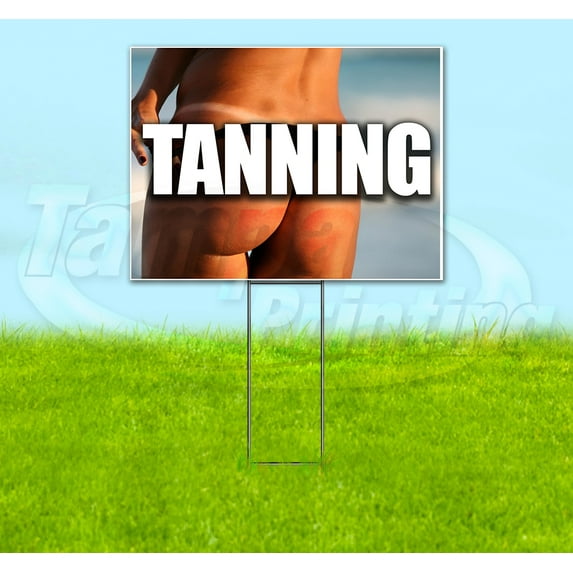 Tanning (18" x 24") Yard Sign, Includes Metal Step Stake