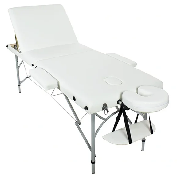 SKINACT Porto Portable Massage Table Aluminum With Reclining Back (White)