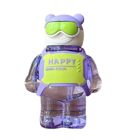 

huanledash 800ML Cute Kettle Crossbody Cartoon Bear Design Lock Open Cover Lovely Shape Adorable Gift PC Material Cartoon Shape Drinking Jug Home Supply
