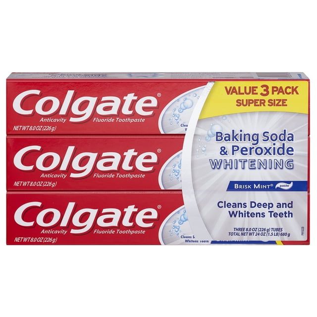 Pasta de Dientes Colgate Bicarbonato y Peróxido Blanqueadora 680 g 3 unidades