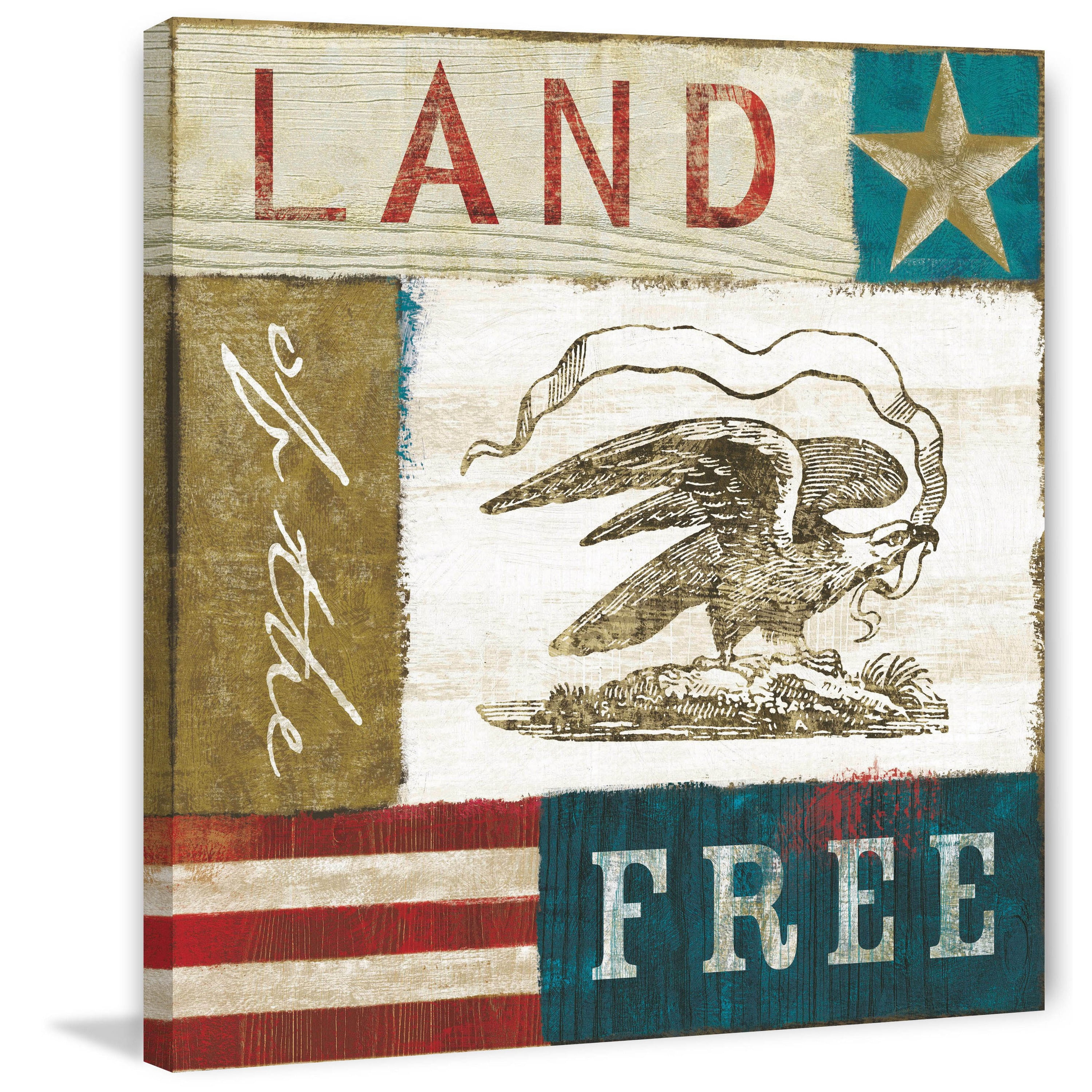 Marmont Hill "Eagle I Block Print" Painting Print on Canvas