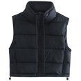 thumbnail image 2 of FAIWAD Women's Sleeveless Down Crop Vest Color Block Patchwork Zipper Quilted Padded Vests with Pockets, 2 of 3