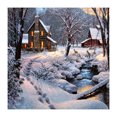 thumbnail image 2 of Cuadros Decorativos Taladro redondo completo de diamantes de imitación de pintura de casa de nieve para decoración de habitación (NH2483) Tmvgtek embutido en tela, 2 of 8